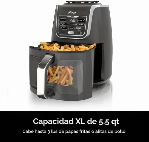 Vista 5 de Ninja Freidora de aire EzView Max XL, capacidad de 5.5 cuartos de galón, 7 funciones: Max Crisp, Air Roast, Bake, Reheate, Deshidrate y más, hasta