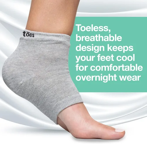 Vista 5 de ZenToes Calcetines hidratantes para tacones secos agrietados, anchos algodón gris