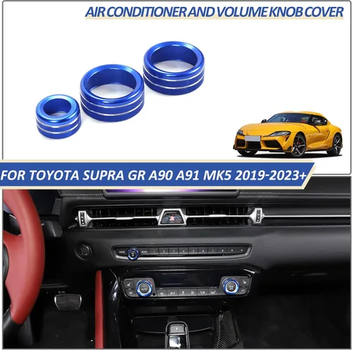 Vista 5 de Daeiclru Cubierta de perilla de volumen y aire acondicionado compatible con Toyota Supra GR A90 A91 MK5 2018-2022, cubierta de botón de volumen