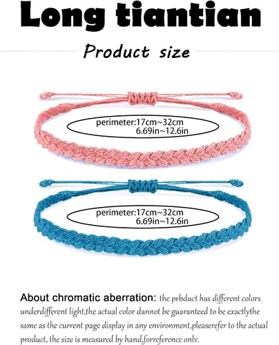 Vista 7 de Brazaletes impermeables de cuerda, para verano, con ola, brazalete para amistad, hecho a mano, para niña