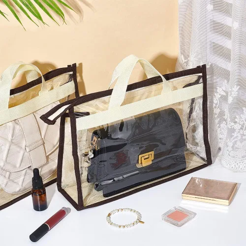 Vista 6 de PH PandaHall Paquete de 5 bolsas antipolvo para bolsas, organizador transparente de almacenamiento de bolsos, bolsa colgante con asa de cremallera