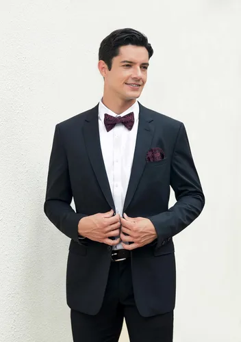 Vista 212 de HISDERN Pajaritas para hombre, corbatín de cachemira para hombre, corbata de lazo y bolsillo cuadrado, juego formal de esmoquin para boda