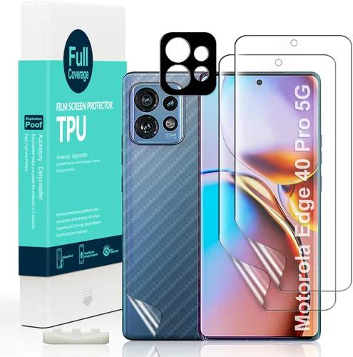 Vista 7 de Ibywind 2 protectores de pantalla para Motorola Edge 40 5G de 6.55 pulgadas, película de TPU flexible, con 1 protector de lente de cámara, 1
