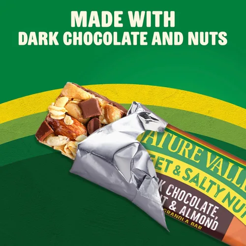Vista 4 de Nature Valley Barras de granola de nueces dulces y saladas, chocolate oscuro cacahuate almendra, 6 barras, 7.2 oz