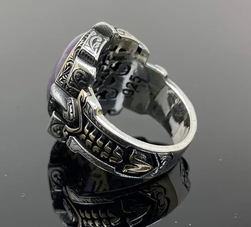 Vista 7 de Anillo grande de plata de ley 925 k para hombre