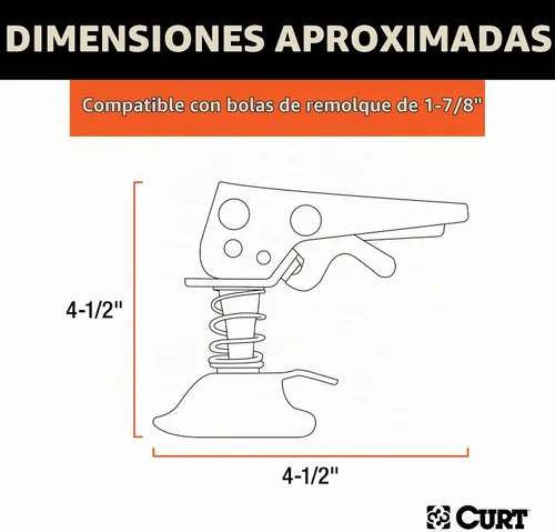 Vista 2 de CURT 25094 Pestillo de reemplazo Posi-Lock para bola de enganche de remolque de 1-7/8 pulgadas