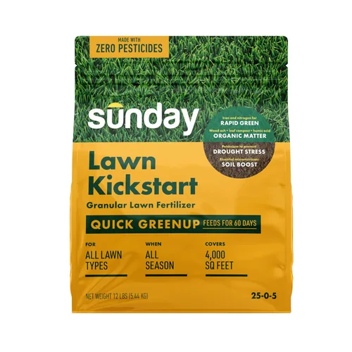 Vista 9 de Sunday Lawn Kickstart + Green Machine - Paquete mixto de fertilizantes granulares para césped, Green-Up rápido + crecimiento sostenido, 25-0-4