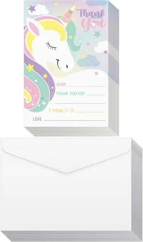 Vista 10 de Eaasty 72 Tarjetas de Agradecimiento para Niños para Rellenar en Blanco, Notas de Agradecimiento con Sobres, Tarjetas de Felicitación Coloridas
