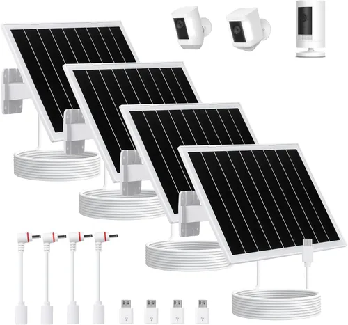 Vista 9 de Panel solar de 8 W y 5 V, cargador solar impermeable IP65 para exteriores, puertos micro USB USB-C DC35135, cable de 9.5 pies y soporte ajustable