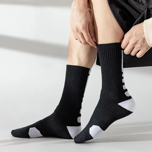 Vista 2 de Fraobbg 4 pares de calcetines atléticos para hombre, gruesos, protectores, amortiguadores deportivos, de élite, baloncesto, fútbol, compresión, 7-12
