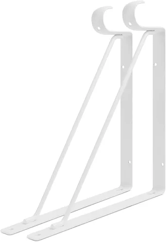 Vista 6 de Paquete de 8 estantes de armario resistentes y soportes de barra, soportes de estante de armario montados en la pared, soportes de estante