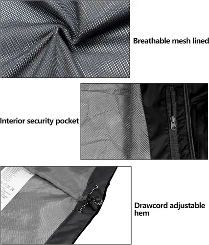 Vista 4 de Little Donkey Andy Men's Long Waterproof Rain Jacket with Hood Lightweight Rain Shell for Hiking