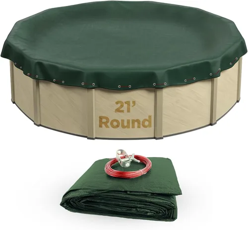 Vista 15 de Buffalo Blizzard Ripstopper - Cubierta redonda de invierno para piscina de 18 pies, cubierta verde resistente para cerrar piscinas sobre el suelo