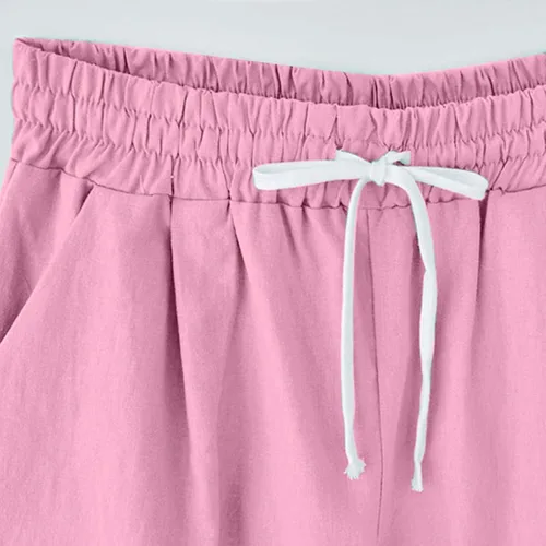 Vista 39 de Pantalones cortos sólidos con control de barriga, casuales, con cordón, cómodos, para mujer, pantalones cortos ligeros de verano para correr 2023