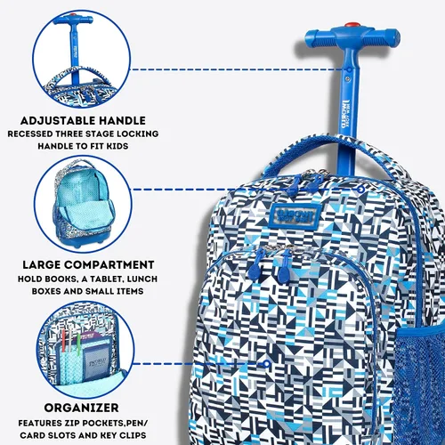 Vista 3 de J World New York Sunny - Mochila con ruedas para niños y adultos, azul (Geo Blue), talla única