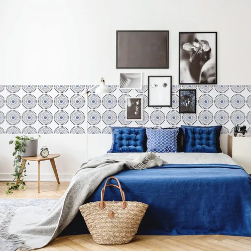 Vista 3 de NAKLEO Plantilla de plástico reutilizable para azulejos, flor de diente de león de Alicante, geométrica marroquí, bloque de pavimento, piso