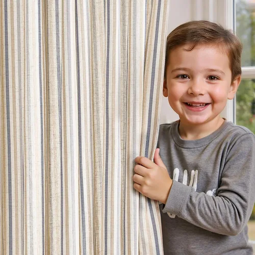 Vista 16 de jinchan Linen Blackout Curtains Back Tab 96 Inch 2 Panels Striped Blue Blue Stripe Lined