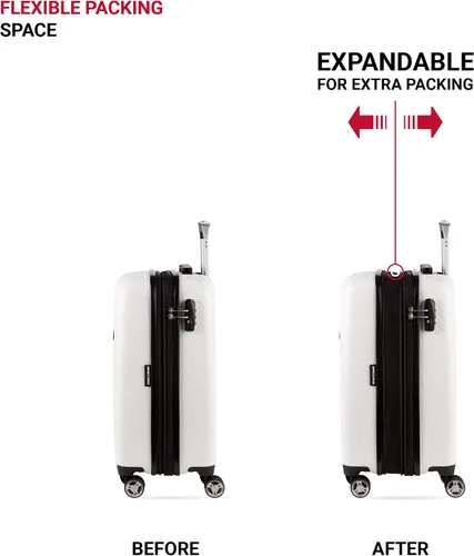 Vista 5 de SWISSGEAR 7272 - Maleta rígida y expandible con ruedas giratorias, Blanco), 7272100156