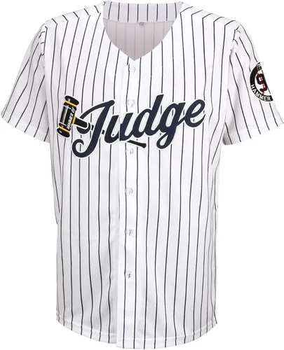 Vista 2 de 99 Parches bordados de jersey de béisbol Jersey blanco cosido con rayas azul marino