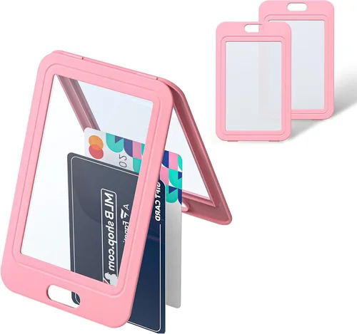 Vista 21 de Uniclife Paquete de 3 Portacarnet Deslizante con Ventanas de Doble Cara Funda Vertical de Plástico Duro Negro Bolsa Protectora de Tarjetas