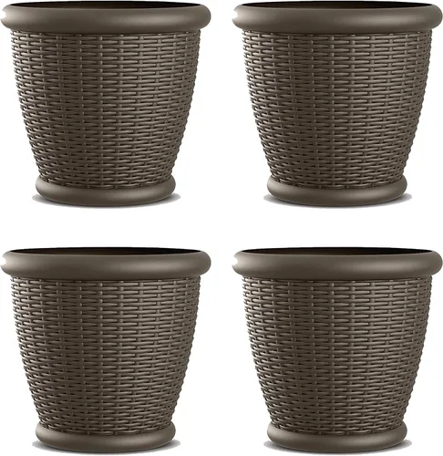 Vista 12 de Suncast. Maceta de mimbre con agujeros de drenaje perforables, maceta decorativa para interior/exterior, 18 pulgadas, Java