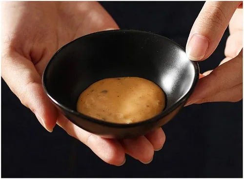 Vista 5 de Platos de cerámica mate para salsa de soja, cuencos de salsa de soja para sushi negra, platos de aperitivo con borde irregular para cocina, hogar