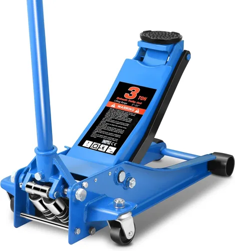 Vista 21 de Auto Dynasty Gato de piso de perfil bajo de 3 toneladas, gato hidráulico de acero resistente para automóvil con bomba de elevación rápida de Negro