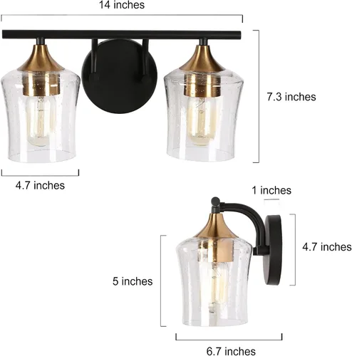 Vista 2 de KSANA Accesorios de iluminación de tocador de 2 luces con pantallas