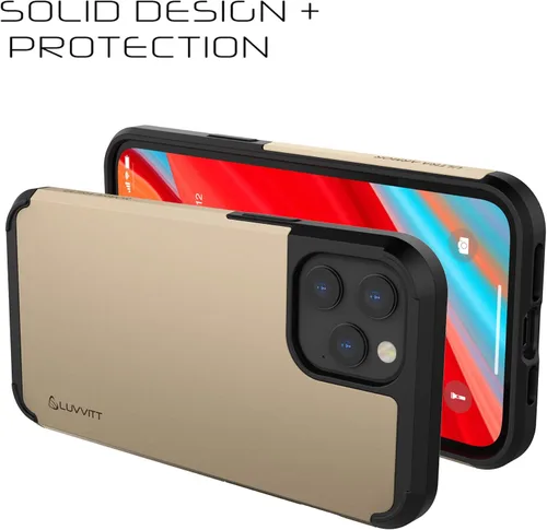 Vista 4 de Luvvitt Ultra Armor Funda diseñada para iPhone 12 Pro Max con placa de metal extraíble para soporte magnético