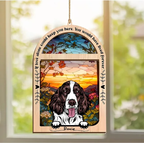 Vista 113 de LOVELYPOD Adorno de Navidad personalizado de sabueso afgano, atrapasoles con nombre, regalos de pérdida de mascotas, regalos para amantes