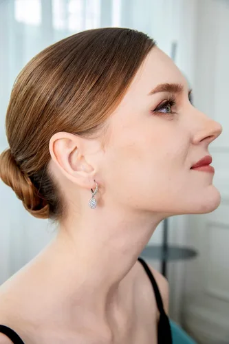 Vista 2 de Dangle Earrings for Women Sterling Silver Trendy Genuine & Synthetic Gemstone Birthstone Oval Halo Leverback Drop Earring