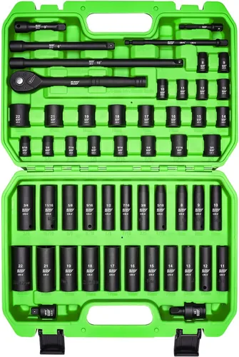 Vista 10 de Juego de extensión de enchufe de impacto de 18 piezas, barras de extensión de enchufe de 1/4 de pulgada, 3/8 pulgadas y 1/2 pulgadas, incluye juego