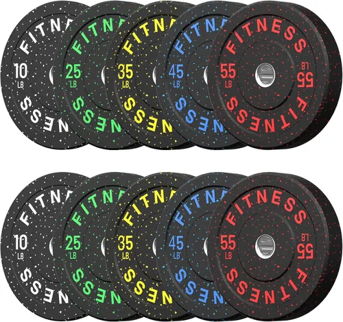 Vista 33 de HANDBODE 2-Inch High-Bounce Bumper Plates, Olympic Weight Set, 10-650 lb