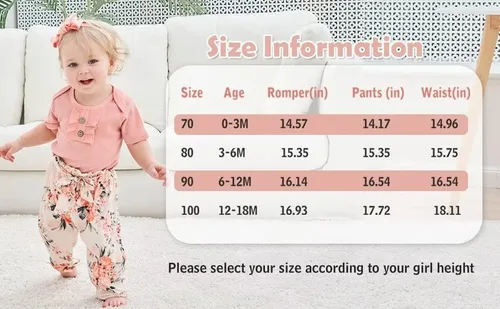 Vista 3 de Conjunto de ropa para bebé recién nacida, conjunto de trajes de niña con volantes y diadema 3 piezas de verano