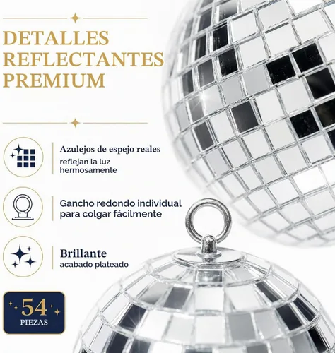 Vista 3 de Youdepot - 54 mini bolas de discoteca plateadas, adornos para colgar for Disco Ball Decor, Mini Disco Balls, Disco Party Decorations, Weddings