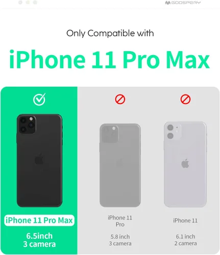 Vista 6 de GOOSPERY Parachoques magnético para puerta compatible con iPhone 11 Pro Max, tarjetero tipo cartera, cierre automático, protección de doble capa