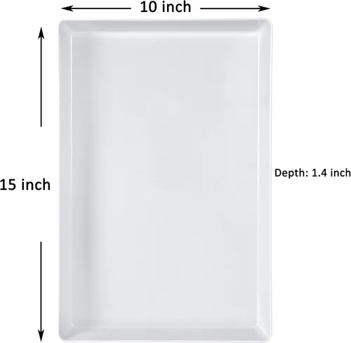 Vista 3 de Youngever Paquete de 3 bandejas de plástico para servir, platos para servir para fiestas, material ABS resistente, 15 x 10 pulgadas (gris)