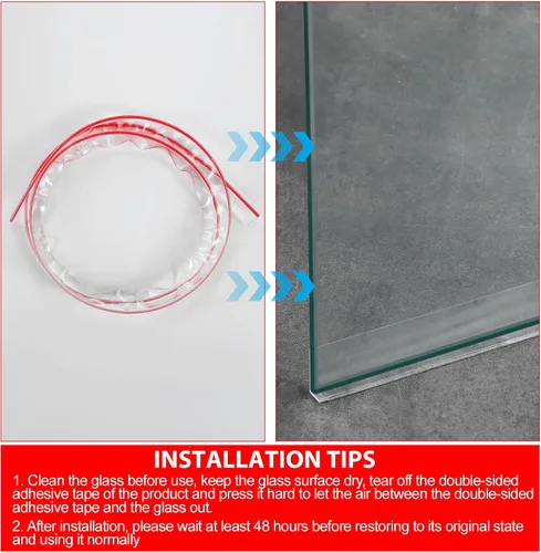 Vista 5 de Newtay 2 piezas de tira de sello larga de vinilo transparente tipo L con barrera de umbral de agua pre-aplicada adhesiva para puerta de vidrio