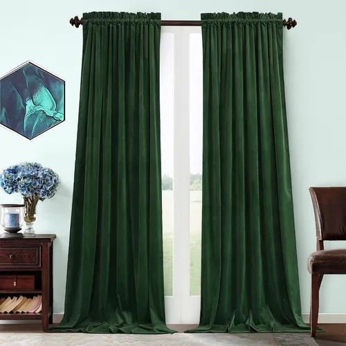 Vista 11 de Benedeco - Cortinas de terciopelo burdeos para ventana de dormitorio con pompón, cortinas de lujo súper suaves, oscurecimiento y aislamiento térmico