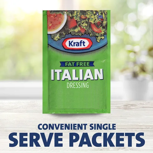 Vista 4 de Aderezo de ensalada italiano sin grasa Kraft (paquete de 60 unidades, paquetes de 1.5 onzas)