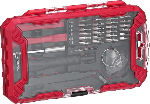 Vista 6 de Amazon Basics Juego de destornilladores de precisión, kit de herramientas de reparación electrónica de 32 piezas para portátiles, teléfonos