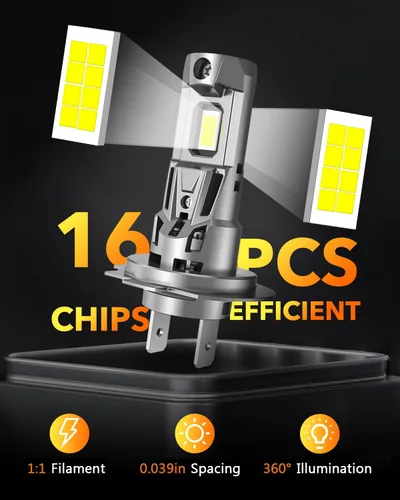 Vista 2 de OXILAM M5S H7 - Bombillas LED de 40000 lúmenes 900 % de brillo, luz blanca fría 6500 K, tamaño 1:1, no requiere adaptador, repuesto de luz