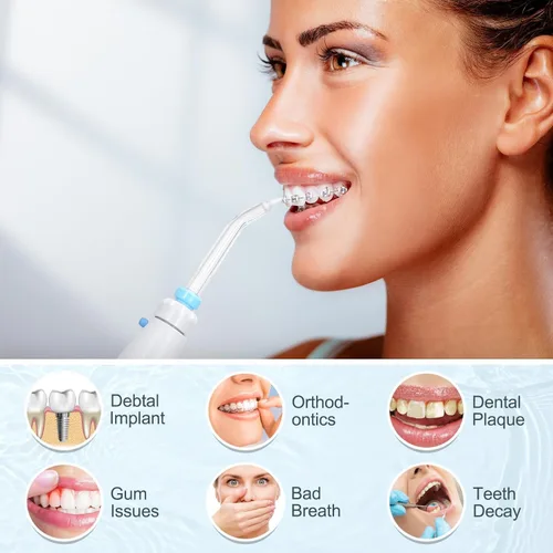 Vista 7 de Irrigador de agua, irrigador dental eléctrico para limpieza de dientes y frenillos, irrigador oral eléctrico para adultos y niños con 10 presiones