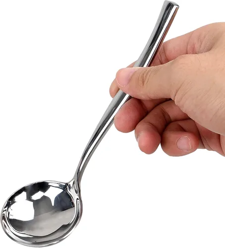 Vista 6 de Juego de 4 cucharones de salsa de acero inoxidable, juego de cucharones de salsa pequeños Mini cucharón de 7.6 pulgadas para sopa, salsa, salsas