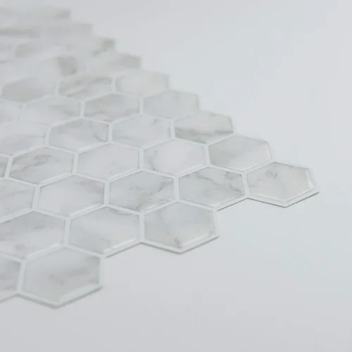 Vista 10 de In Home InHome NH2359 - Azulejos hexagonales de mármol para salpicaduras, color blanco y blanco roto