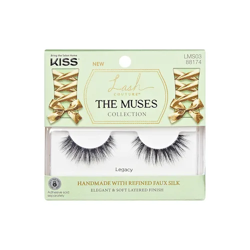 Vista 10 de KISS - Pestañas postizas de la colección Lash Couture The Muses, “Duquesa”, 16mm, negras, onduladas, hechas a mano, seda sintética refinada, banda