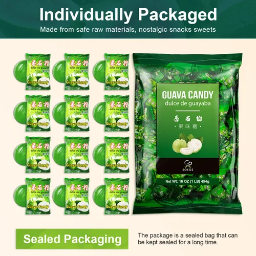 Vista 4 de Soeos Caramelos de guayaba, Classic Series China, caramelos duros de guayaba, caramelos navideños de 32 onzas (paquete de 2)