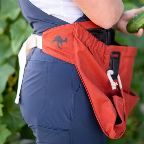 Vista 3 de Roo - Delantal de jardinería con bolsillos y cosecha, bolsa de recogida, ajustable, resistente al agua, lavable, lona de algodón