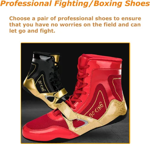Vista 3 de Kervaky Zapatos de lucha libre para hombre, zapatos de boxeo profesionales, tenis de fitness, ligeros, transpirables, para levantamiento de pesas