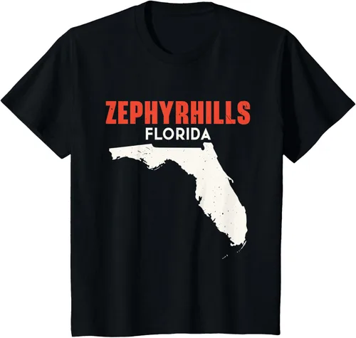 Vista 24 de Zephyrhills Florida USA State America Travel Floridian T-Shirt, Negro
